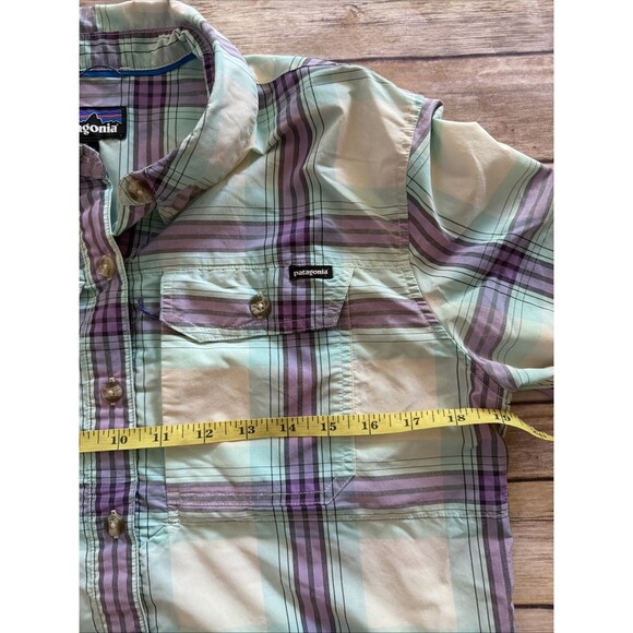 Patagonia Long-Sleeved Plaid Shirt Organic Cotton Button purple Green Womens S - Picture 6 of 9